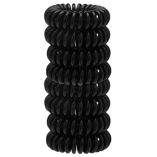 Kitsch Spiral Hair Ties for Women – Black Elastic Hair Ties No Damage, Ponytail Holders for Thick and Thin Hair – Creaseless and Dent-Free Coil | Ideal Gifts for Women - 8pc Set, Black thumbnail 7