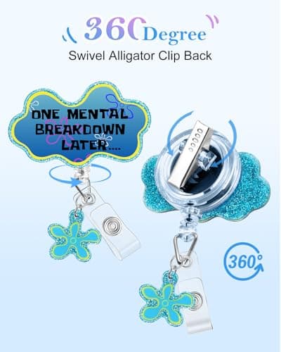 Plifal Badge Reel Holder Clip - Funny One Mental Breakdown Later Retractable ID Name Card Badge Reel with Charm Alligator Clip, Office Nurse Nursing Medical Worker Student Accessories Gifts thumbnail 4