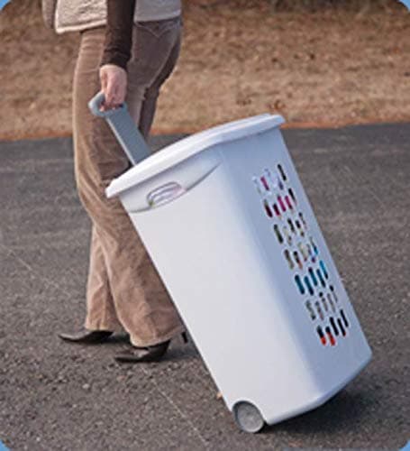 Sterilite Ultra Wheeled Laundry Hamper with Lid, Handle and Wheels for Easy Rolling of Clothes to and from The Laundry Room, Plastic, White, 1-Pack thumbnail 8