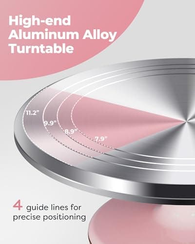 Kootek Aluminium Cake Turntable Set, Baking Tools with Revolving 12" Cake Stand for Decorating, 12.7" Offset Spatula, 3 Stainless Steel Frosting Icing Smoother, Cake Serve Cake Decorating Kit Supplies thumbnail 2