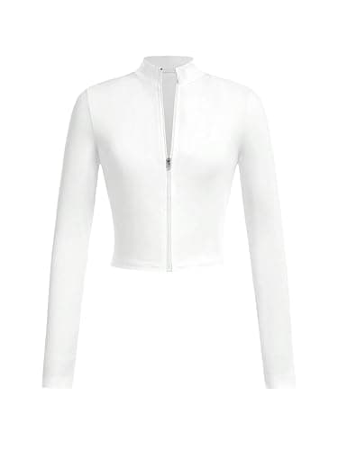 RoseSeek Girl's Long Sleeve Shirts Slim Fit Full Zip Up Jacket Mock Neck Tops Athletic Sports Fall Tops - Image 1
