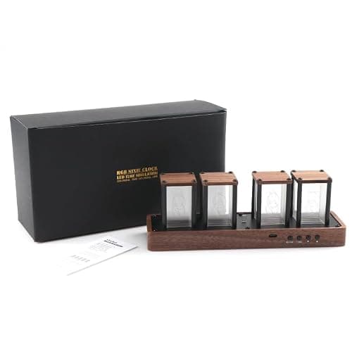 ClocTeck Nixie Tube Clock Walnut Digital Clock, Support Wi-Fi Time SYNC, Alarm & Timer, 12/24H Display, A Retro Gift for Friends thumbnail 3