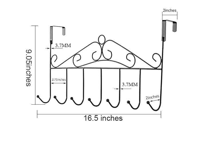 eywlwaar Over The Door Hooks Door Hanger Heavy Decorative Metal Rack for Home Use Hats Coats Key Bag Clothes Scarfs Door Hook thumbnail 3