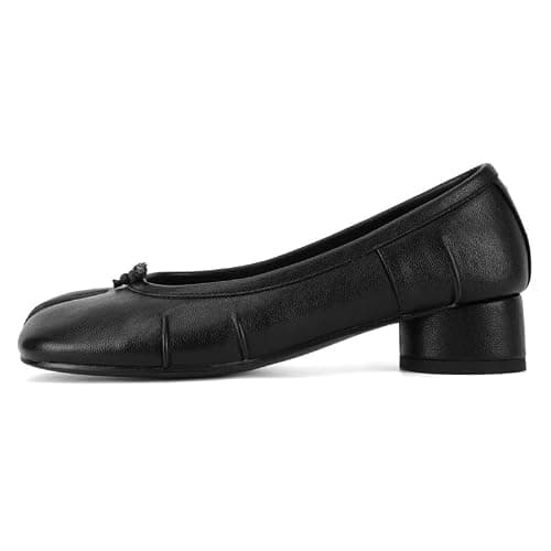MLTT Tabi Flats for Women Split Toe Ballet Pumps with Low Block Heel | Split-toe ballet pumps with a closed back and 1.8-inch low block heel for work, dinners, parties,everyday styling. thumbnail 5