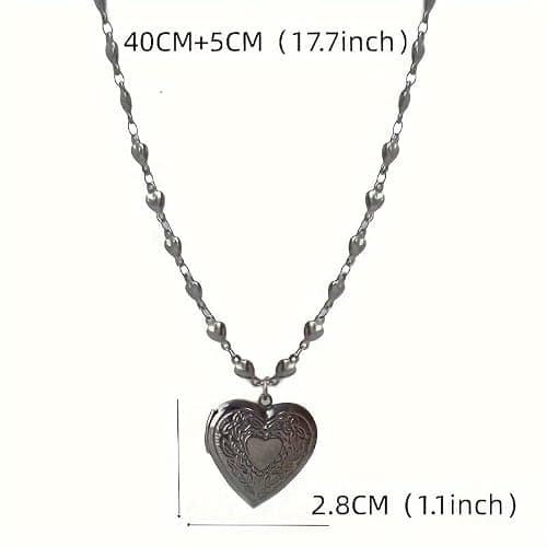 TYATVS Heart Locket Necklace for Women Boho Y2k Necklaces Vintage 2000s Renaissance Whimsigoth Accessories thumbnail 4