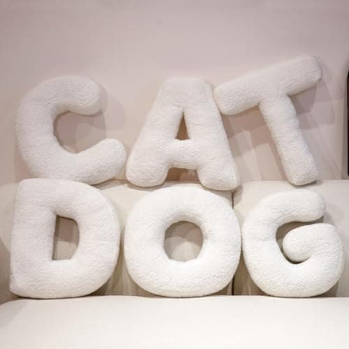 Letter Pillows A-Z, Monogram Throw Pillow 15.7in - Plush Alphabet Cushions for Sofa, Bed, Kids Room - Decorative Initial Pillows (Black/White) for Home Decor, Heart & LOVE Photo Props (White-D) thumbnail 4
