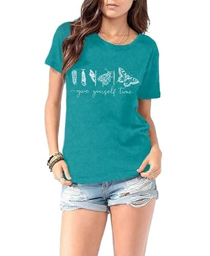 LBP Butterfly Inspirational Shirts Give Yourself Time Shirt for Women Butterfly Life Graphic Tees Motivational T-Shirt thumbnail 5