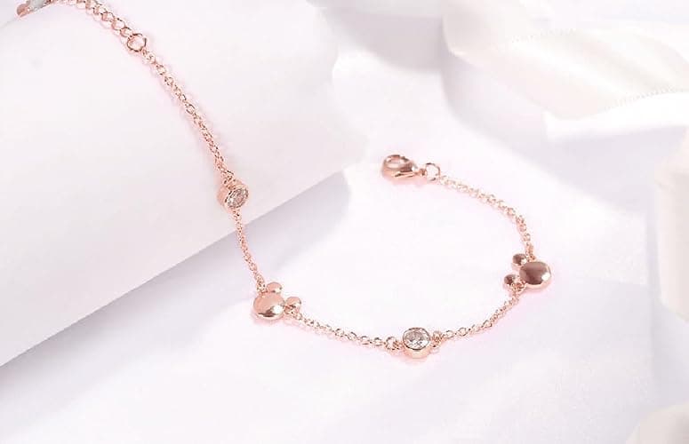 Dainty Mouse Bracelet Crystal Cubic Zirconia Mice Animal Adjustable Chain Hand Wrist Bracelets Cute Jewelry Gifts for Women Christmas Birthday thumbnail 4