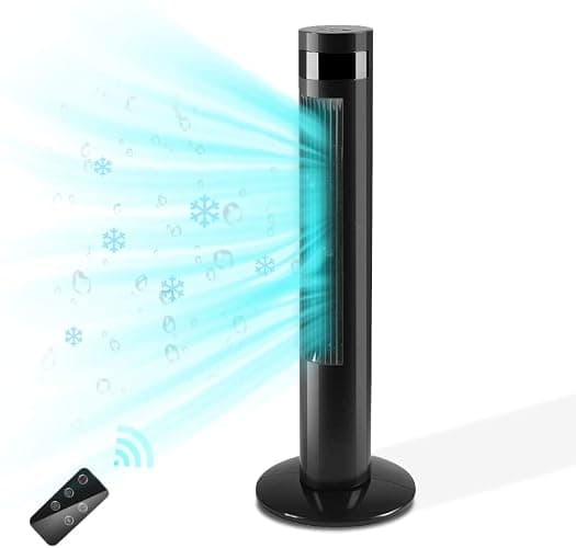 Antarctic Star Tower Fan Portable Electric Oscillating Fan Quiet Cooling Remote Control Standing Bladeless Floor Fans 3 Speeds Wind Modes Timer Bedroom Office (36 inch, Black) | Quiet Cooling Remote Control Standing Bladeless 3 Speeds Wind Modes Timer for Bedroom Office - Image 1