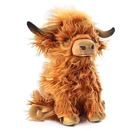 Toaje Highland Cow Stuffed Animal Realistic Scottish Cow Plush Toy Soft Farm Animal Cattle Plushie Doll Present for Adults Kids Boys Girls (Brown Cow, 10.8 Inch) thumbnail 8