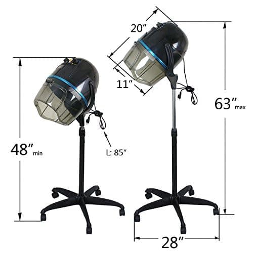 Saturnpower Hair Dryer 1300W Professional Adjustable Hooded Floor Hair Bonnet Dryer Stand Up Hair Dryers with Rolling Base for Home Salon Spa Beauty Equipment, Black thumbnail 5