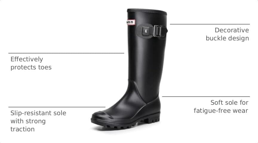 Rain Boots for Women, Waterproof Garden Shoes Womens Rubber Boots, Non-Slip Knee-high Rainboots for Ladies, Lightweight Women Work Tall Fishing Boots, Fashion Mid-Calf Rain Shoes for Outdoor thumbnail 3