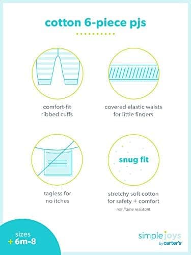 Simple Joys by Carter's girls 6-piece Snug Fit Cotton Pajama Set thumbnail 4