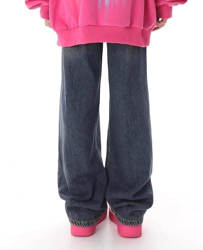 Lafaguw Cute Jeans for Women Girls Star Patchwork Pants High Waisted Straight Leg Jean Casual Preppy Clothes thumbnail 3