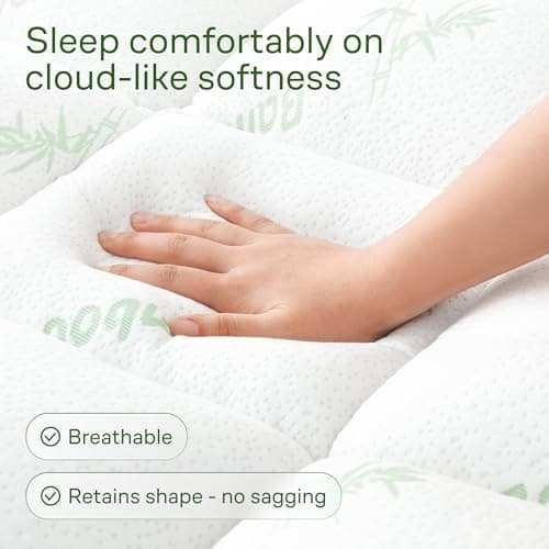 Niagara Sleep Solution Ultra Soft Queen Size Mattress Topper - Rayon Derived from Bamboo Pillow Top Mattress Pad for Back Pain Relief - Naturally Cooling for Hot Sleepers, Green thumbnail 2