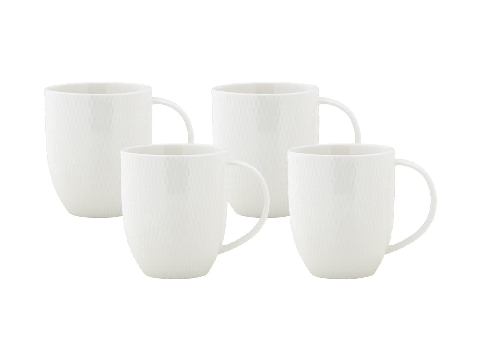Maxwell & Williams White Basics Diamonds Coupe Mug 420ML Porcelain Set of 4 Gift Boxed - Image 1