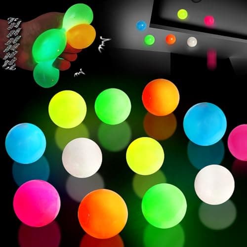12pcs Sticky Ball Glow in Dark Fidget Sensory Balls - Valentines Day Gifts for Him Her Women Stress Relief Toys for Adults & Kids,Valentines Gift for Party Favors & Prizes Valentines Stocking Stuffers - Image 1