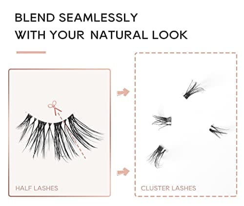 Onlyall Natural Lashes Half Lashes Natural Look False Wispy Eyelashes Clear Band Lashes Pack 3D Faux Mink Lashes 7 Pairs C03 thumbnail 7