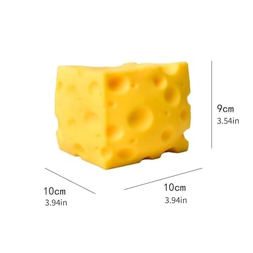 💕Squishy Fidget Toy Giant Cheese Squeezable Stress Relief Sensory Toys for Adults, Cute Party Favors, 3.94x3.94x3.54'' thumbnail 2