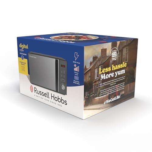 Russell Hobbs Compact Black Microwave, RHMO10, 20L Compact Design, 5 Power Levels, 8 Auto-Cooking Menus, 800W, Digital Timer and Safety Lock Option, Quick and Convenient Cooking thumbnail 6