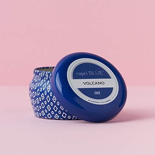 Capri Blue Volcano Scented Mini Tin Candle - Printed Mini Tin Jar Candle - Luxury Candles for Home Scented with Tropical Fruit & Sugared Citrus - Soy Candle Wax Blend - Blue Candle (3 oz) thumbnail 2