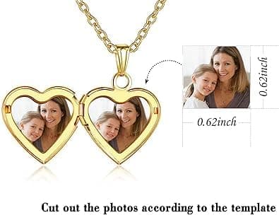 Love Heart Locket Necklace that Holds Pictures Polished Lockets Necklaces Birthday Gifts thumbnail 2