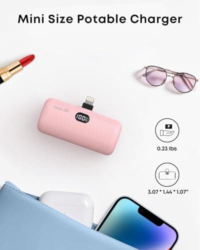 TOUGH ON Mini Portable Charger 5000mAh Power Bank PD Fast Charging, LCD Display Small Battery Pack Compatible with iPhone 14,13,12 Pro/Plus/Pro Max,11 and More thumbnail 5