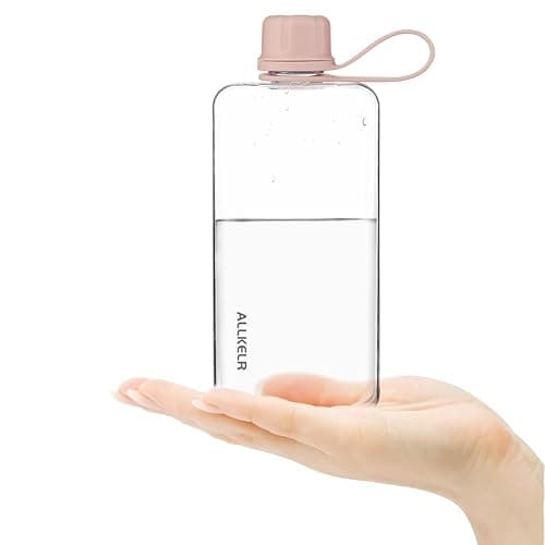 ALLKELR Portable Flat Water Bottle,BPA Free Reusable Tritan Plastic Travel Water Bottle Cup,Lightweight Leakproof Slim Water Bottles Fits Purse,Backpacking,Hiking (Pink, 13.5 oz) thumbnail 3