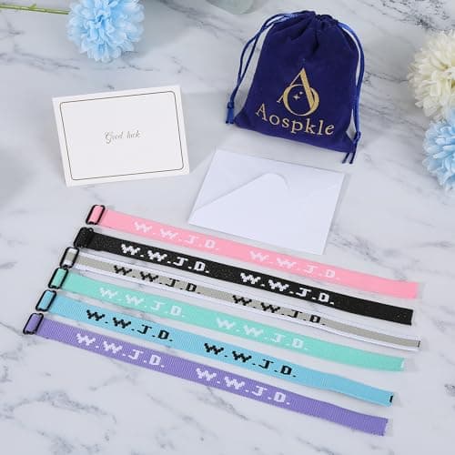 Aospkle 6PCS WWJD Bracelet for Women Men, Christian Gifts Wristbands, WWJD Rubber Bracelets - What Would Jesus Do Silicone Bracelet, 6 Colorful thumbnail 2