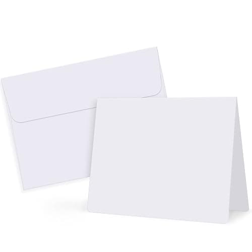 Eupako White Blank Cards and Envelopes 100 Pack - 5x7 Heavyweight Folded Cardstock and A7 Envelopes Self Seal for DIY Greeting Cards, Invitations, Wedding, Baby Shower, Birthday, Thank You Cards - Image 1