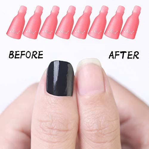 HiMo 10PC Plastic Acrylic Nail Art Soak Off Cap Clip UV Gel Polish Remover Wrap Tool (Pink) thumbnail 2