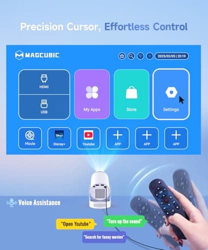 Magcubic Projector with Upgraded HiFi Speaker, Mini Projector [Built-in Apps] 4K Support with WiFi6 and BT 5.4, 180°Rotatable Portable Projectors Auto Vertical Keystone Proyector for Home Bedroom thumbnail 7