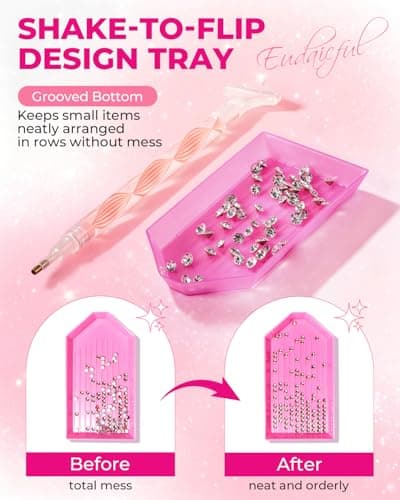 Rhinestone Picker Tool Kit: 2Pcs Rhinestone Picker Handle, Dual-Ended Rhinestones Applicator Dotting Pen with 12 Upgraded Plastic Replacement Tips, Clay, Bedazzling Tools for Nail Art Craft (Pink) thumbnail 4