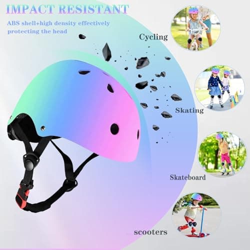 Kids Bike Helmet Adjustable Bike Helmet with Knee Pad Elbow Pads Guards, Toddler Helmets for 3-5-8-14+Riding Scooter Inline skatings Skateboard Helmet thumbnail 4