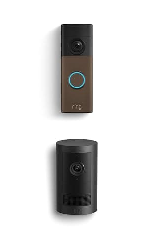 Ring Battery Doorbell (newest model), Matte Mocha with Outdoor Cam Plus, Black - Image 1