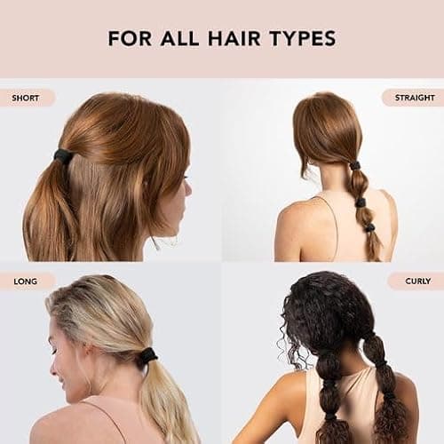 Kitsch Black Hair Ties No Damage - Strong, Stretchy Hair Bands | Soft Nylon Ponytail Holders, Snag-Free Rubber Bands, Perfect for Updos & Braids | Ideal Gifts for Women - Black, 6pcs thumbnail 5