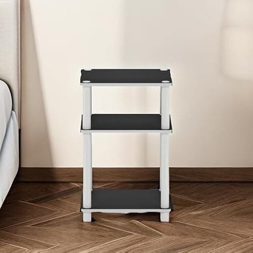 Furinno JUST Side Table, 3-Tier End Table, Open Shelves Night Stand, Bedside Table, Toolless Assembly, for Living Room, Bedroom, Bathroom, White(Espresso) thumbnail 5