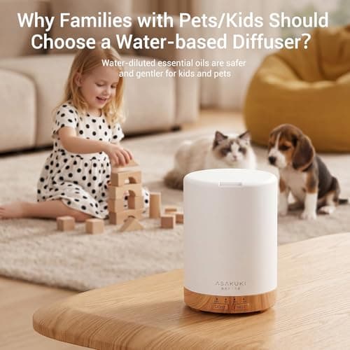 ASAKUKI Essential Oil Diffuser for Home, 300 ml Humidifier with Automatic Shut-Off, Quiet Aromatherapy Diffuser with 7 LED Lights for Living Room, Kitchen, Bedroom, Hotel - Light Brown thumbnail 6