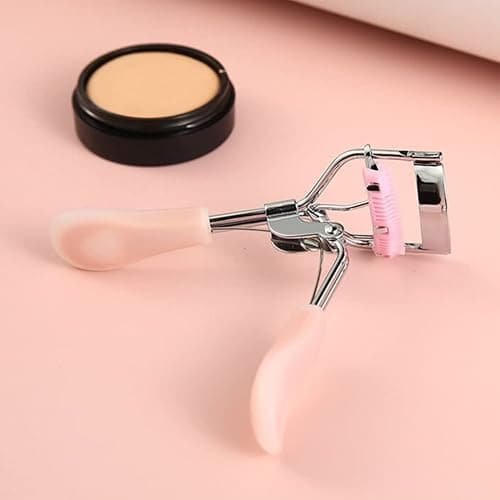 MERVK Stainless Steel Eyelash Curler with Built-in Comb Pinch Pain-Free Suitable for Any Eye Shapes and Sizes, with 5 Silicone Refill Pads (Hazy Pink) thumbnail 7