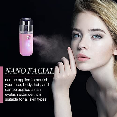 Honoson 2 Pack Nano Facial Mister Spray Bottle Handheld Humidifier Portable Face Mister for Eyelash Extensions USB Rechargeable 1 oz Mini Skin Care Machine for Daily Makeup(Black and Pink) thumbnail 6