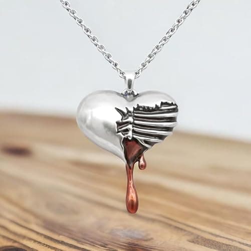 Controse Silver-Toned Stainless Steel Bleeding Heart Necklace with Pendant thumbnail 6