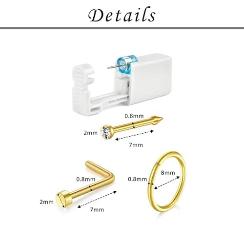 TOKRING Nose Piercing Kit - 2 Packs Self Piercing Gun with Studs & Rings, Disposable Safety Nose Piercing Gun Kit thumbnail 2