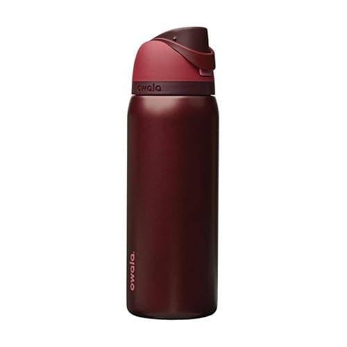 Owala FreeSip Insulated Stainless Steel Water Bottle with Straw, BPA-Free Sports Water Bottle, Great for Travel, 32 Oz, Black Cherry - Image 1