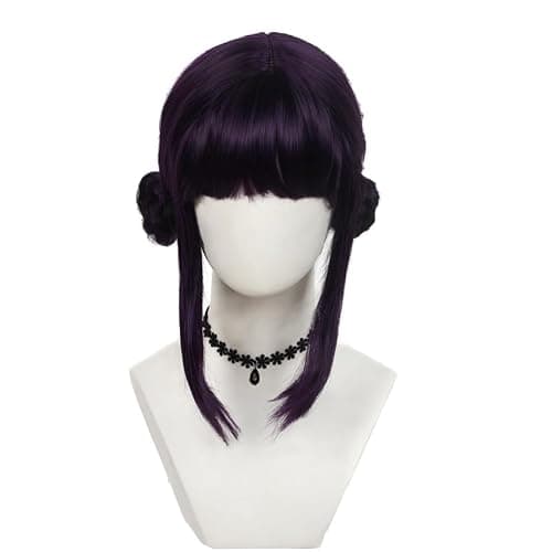 Jaugola Women Zoey Costume Wig with Buns Anime Hunters Cosplay Props Halloween Party Outfit Accessories Merch Black Purple thumbnail 2