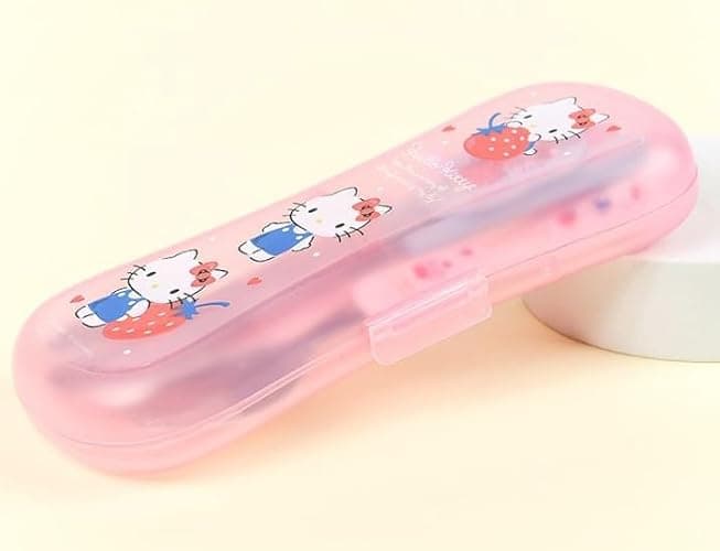 Lilfant Cute Fork, Spoon, and Chopsticks Flatware Set with Case, Stainless Steel (Pink), Medium thumbnail 4