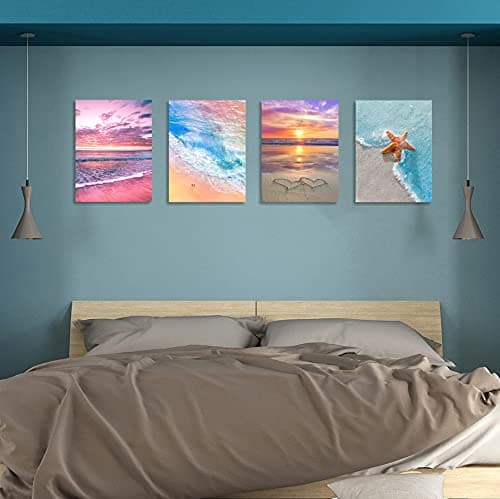 Muzagroo Art 4 Pack 5D Diamond Painting Kits for Adults DIY Drill Diamond Art Kits Arts and Crafts for Beginners Beach Diamond Dot Kits Gem Painting Wall Art for Living Room thumbnail 3