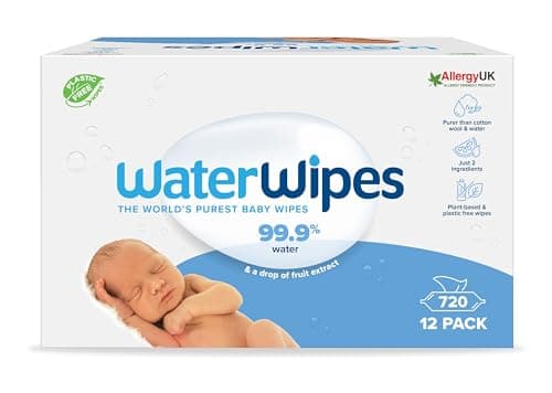WaterWipes Plastic-Free Original Baby Wipes, 99.9% Water Based Wipes, Unscented for Sensitive Skin, 720 count (Pack of 12) - Image 1