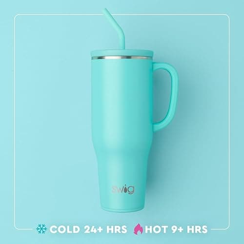 Swig Life 40oz Mega Mug, 40oz Teacher Tumbler with Handle and Straw, Extra Large Insulated Tumblers, Cup Holder Friendly Travel Mug, Teacher Gift (Book Club) thumbnail 3