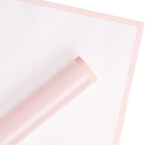 WRAPAHOLIC 20 Sheets Flower Wrapping Paper - 22.4 x 22.4 inch Pink Border Water-Resistant Floral Bouquet Wrapping Paper, Florist Supplies Packaging Paper for Wedding Birthday Gift DIY thumbnail 4