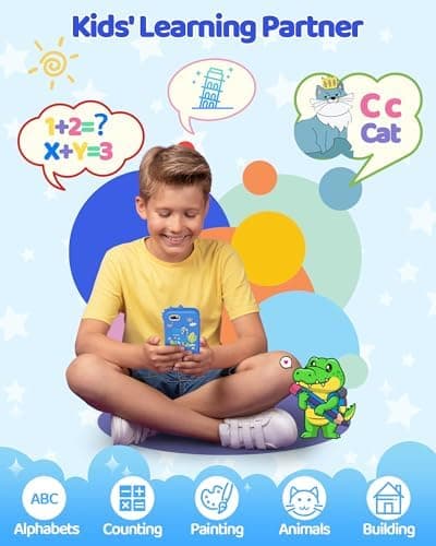 KOKODI Kids Smart Phone Toys, Birthday Gifts Idea Dinosaur Toys for 3 4 5 6 7 8 Year Old Boys, Touchscreen HD Digital Dual Video Camera, Preschool Learning Toy for Kids 3-5 Travel Trip Activity (Blue) thumbnail 3